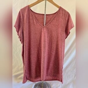Mauve Heather V-Neck Short Sleeve Top Size X Large